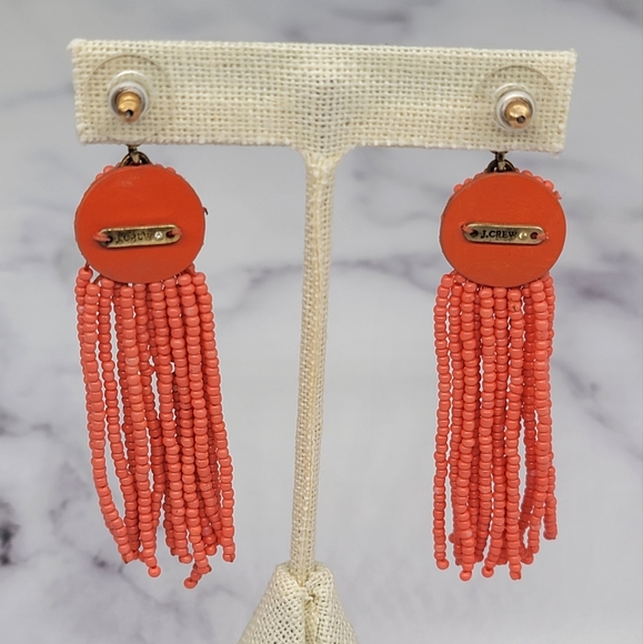 J. Crew Orange Beaded Tassel Earrings - Picture 7 of 7